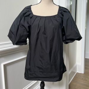 BCBG MAXAZRIA taffeta black exaggerated puff sleeve top